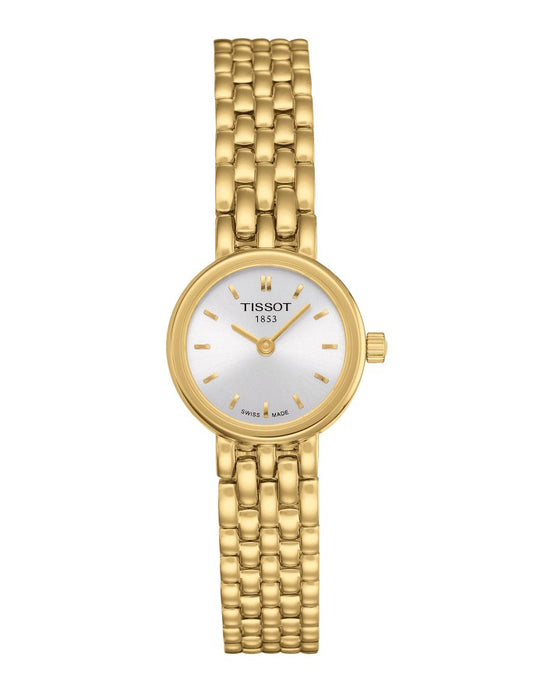 Tissot Lovely Quartz Stainless Steel Yellow Gold PVD coating Case Silver Dial Yellow Gold 1N14 Strap Women's Watch T0580093303100