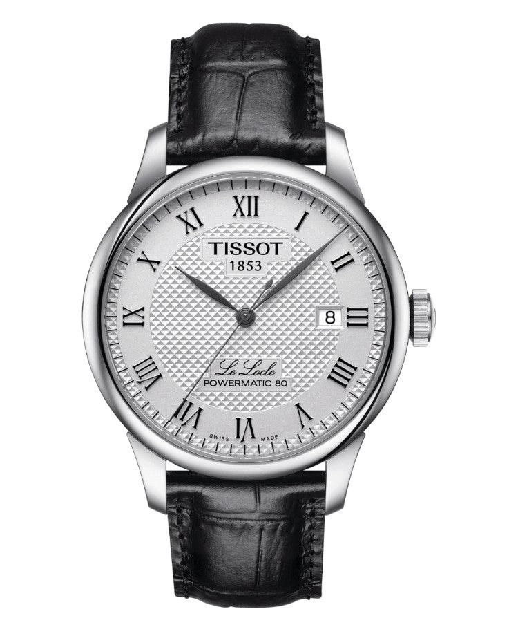 Tissot Le Locle Powermatic 80 Silver Dial Black Strap Men's Watch T0064071603300