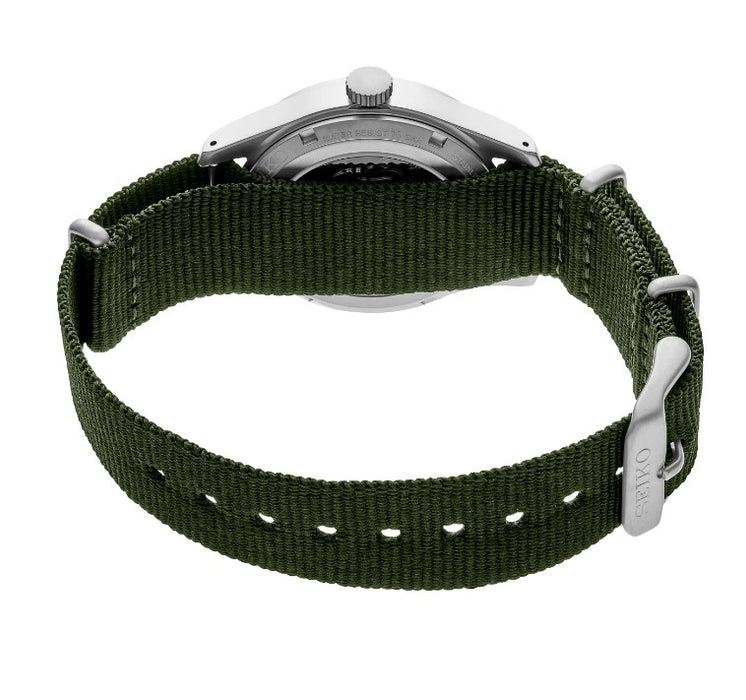 Seiko 5 Sports Collection Inspired by vintage field/military style Stainless Steel Case Green Dial Green Nylon Strap Men's Watch SRPG33