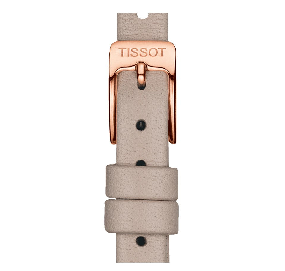 Tissot Lovely Square Quartz Stainless Steel Rose Gold PVD coating Case Silver Dial Pink Strap Women's Watch T0581093603100