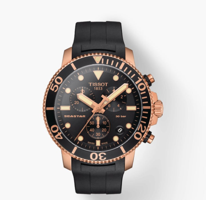 Tissot Seastar 1000 Chronograph Black Dial Black Strap Men's Watch T1204173705100