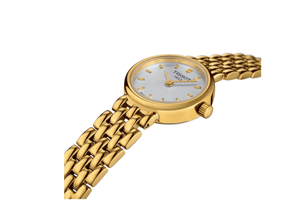 Tissot Lovely Quartz Stainless Steel Yellow Gold PVD coating Case Silver Dial Yellow Gold 1N14 Strap Women's Watch T0580093303100