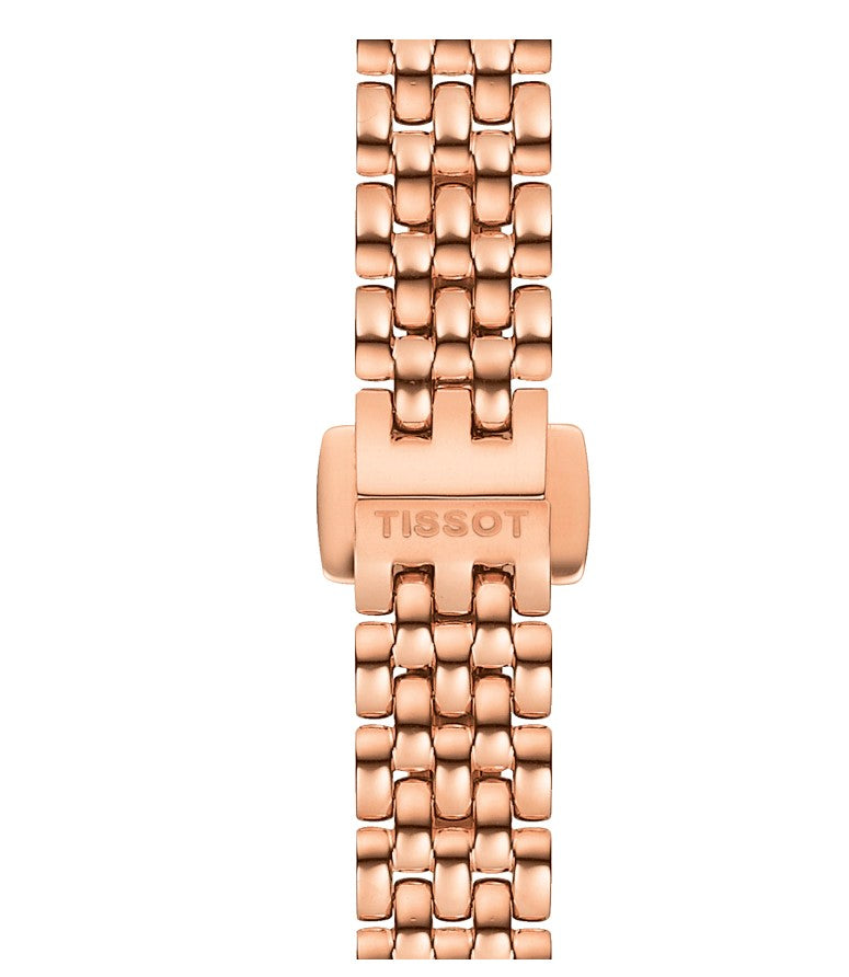 Tissot Lovely Quartz Stainless Steel Rose Gold PVD coating Case White mother-of-pearl Dial Rose Gold 4N Strap Women's Watch T0580093311100