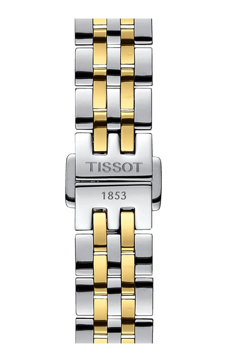 Tissot Le Locle Automatic Small Lady Stainless Steel Yellow Gold PVD coating Case Silver Dial Grey Yellow Gold 1N14 Strap exquisite elegance with details such as Roman numerals and a traditional Le Locle signature Women's Watch T41218334