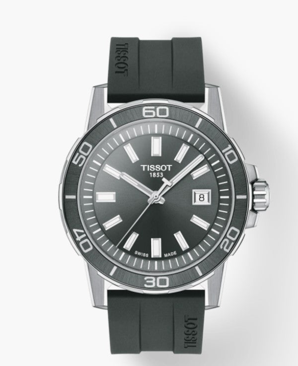 Tissot Supersport Gent Quartz Stainless Steel Case Grey Dial Grey Strap Watch T1256101708100