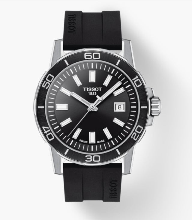 Tissot Supersport Gent Quartz Stainless Steel Case Black Dial Black Strap Watch T1256101705100