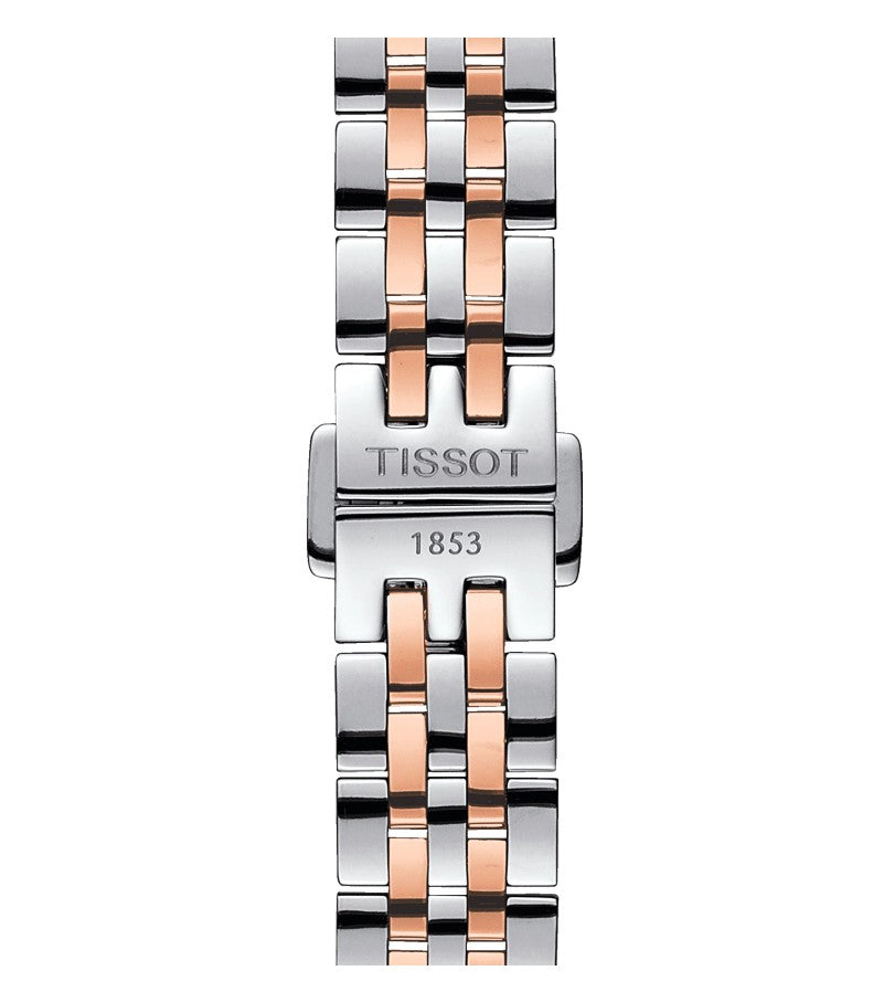 Tissot Le Locle Automatic Small Lady Stainless Steel Rose Gold PVD coating Case Silver Dial Grey, Rose Gold 5N Strap exquisite elegance with details such as Roman numerals and a traditional Le Locle signature Women's Watch T41218333