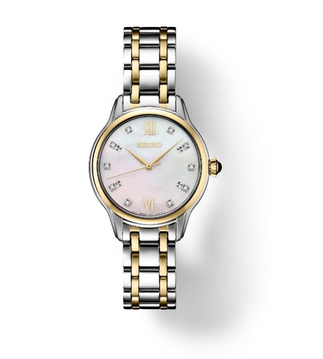 Seiko Diamonds Collection two-tone stainless steel case and bracelet Mother-of-pearl Dial Women's Watch SRZ540