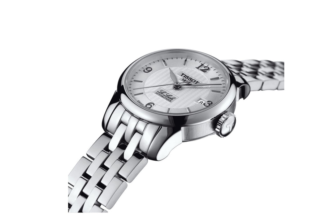 Tissot Le Locle Automatic Small Lady Stainless Steel Case Silver Dial Grey Strap exquisite elegance with details such as Roman numerals and a traditional Le Locle signature Women's Watch T41118334