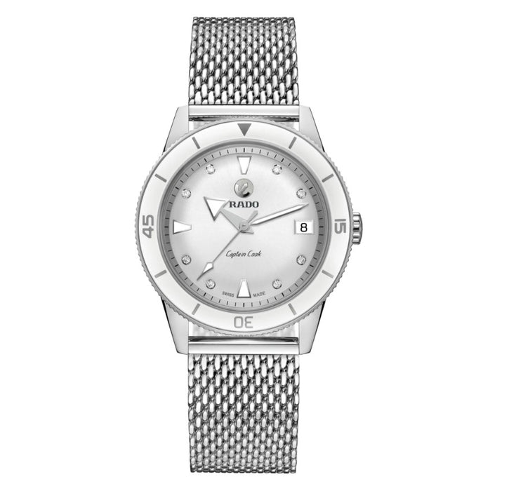 Rado Captain Cook Automatic Diamonds White Dial Stainless Steel Case 37mm Women's Watch R32500703