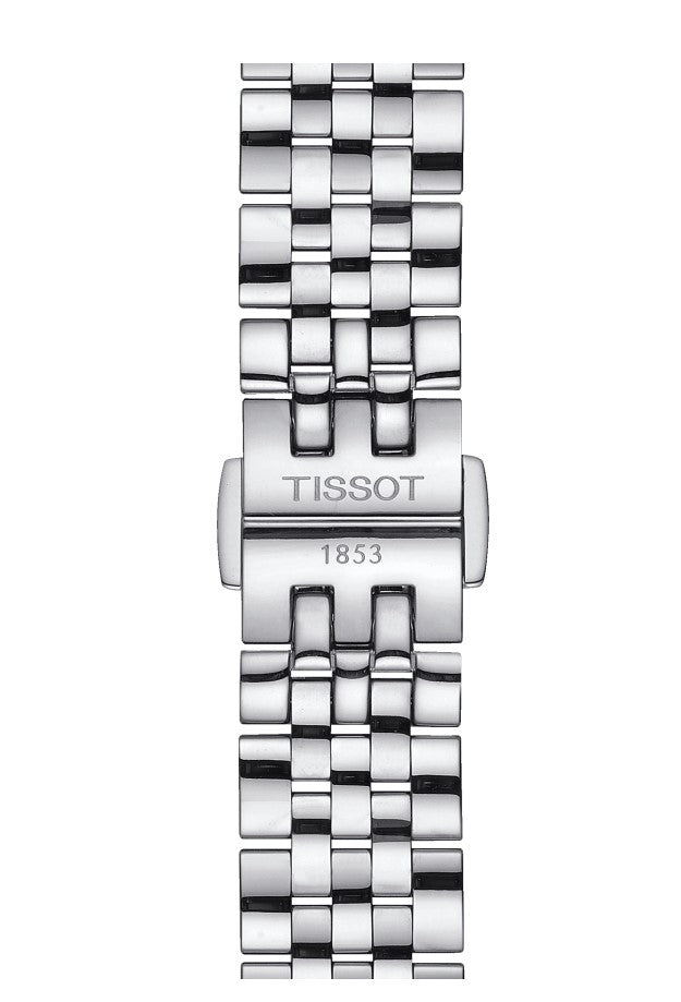 Tissot Le Locle Automatic Lady Stainless Steel Case Silver Dial Grey Strap in addition to Wesselton diamonds and MOP dials Women's Watch T0062071103800