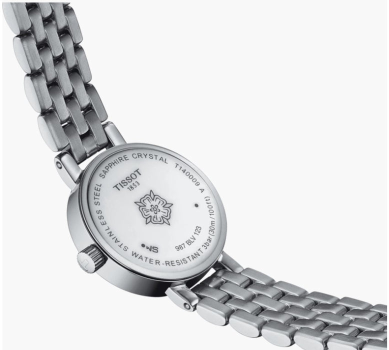 Tissot Lovely Round Quartz Stainless Steel Case White mother-of-pearl Dial Grey Strap bracelet Women's Watch T1400091111100