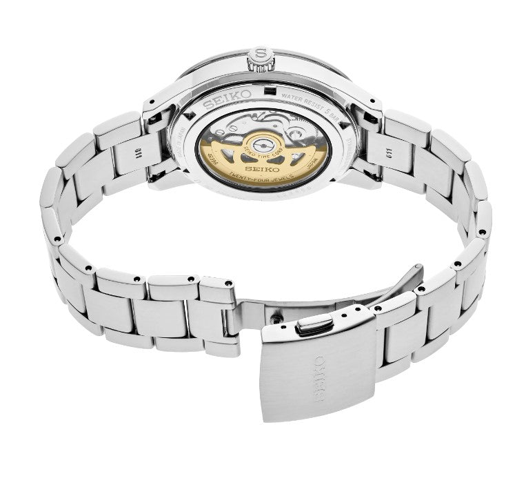 Seiko Presage Style '60s Collection Stainless Steel Case and bracelet Light Beige open-aperture Dial Men's Watch SSA423