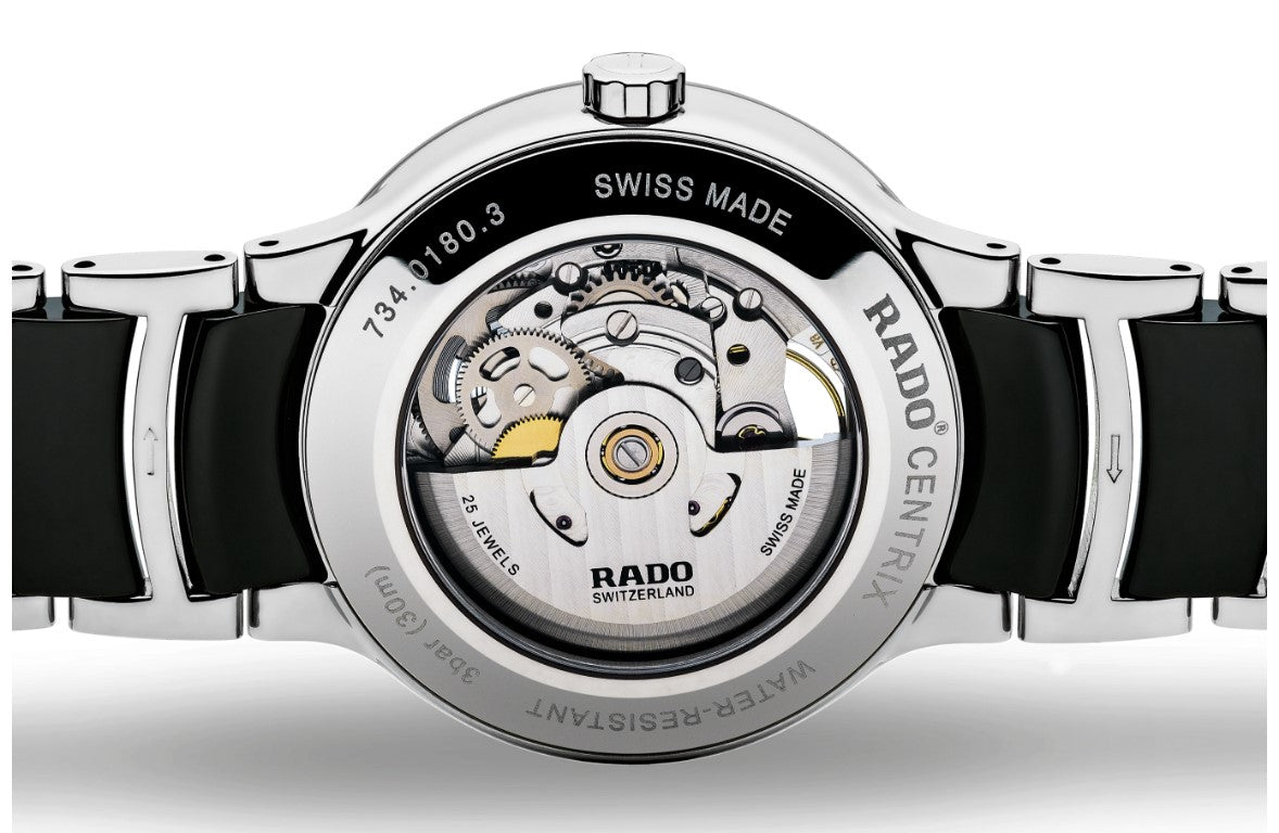 Rado Centrix Automatic Open Heart Black Dial Stainless Steel Case 38mm Unisex Watch R30178152