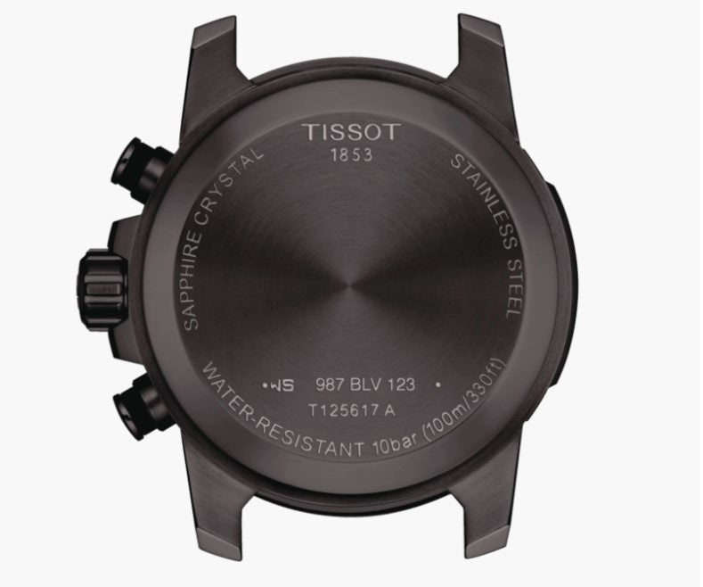 Tissot Supersport Chrono Black Dial Beige Strap Men's Watch T1256173605101