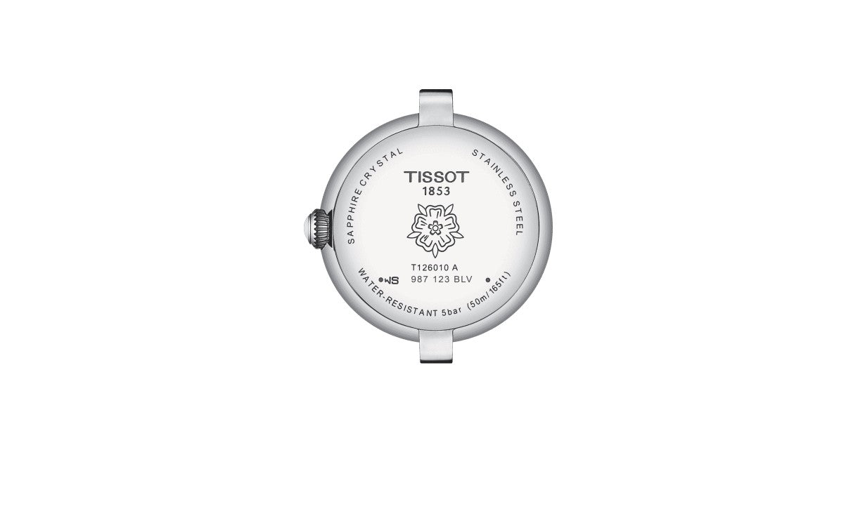 Tissot Bellissima Small Lady-XS Double Tour Strap Stainless Steel Case White Mother-of-Pearl Dial Light Blue Strap Lady Watch T1260101611300
