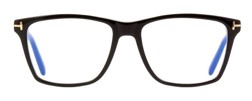 Tom Ford FT5817-B 001 Shiny Black /Blue Block Square Men's Eyeglasses