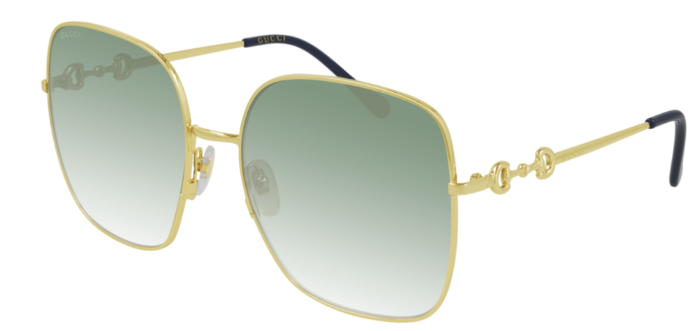 Gucci GG 0879S 003 Gold/Green Gradient Square Women's Sunglasses