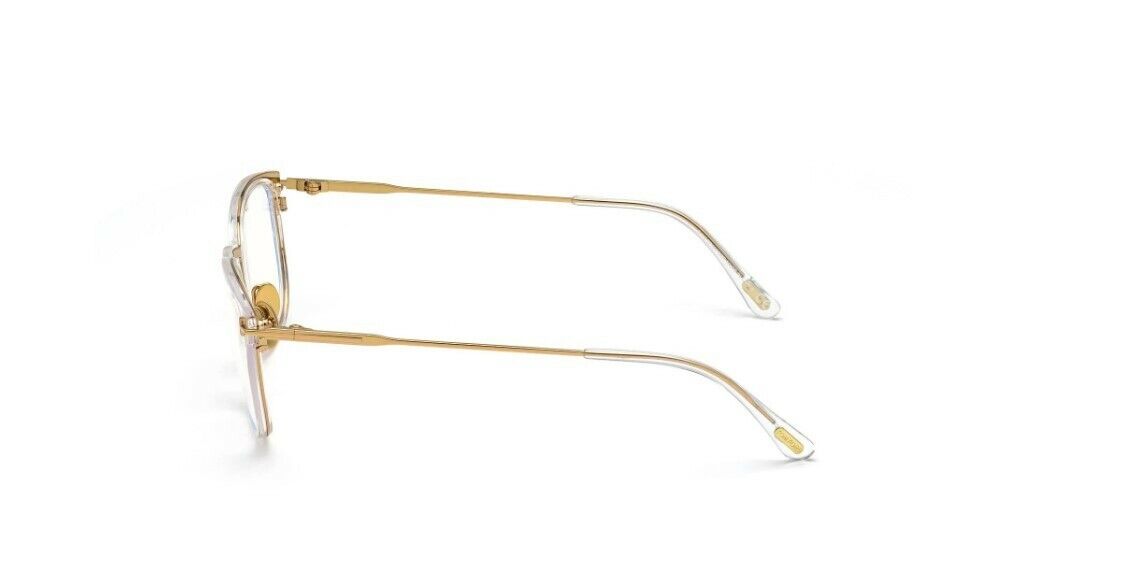 Tom Ford FT5694B 030 Shiny Crystal Shiny Deep Gold Blue Block Square Eyeglasses