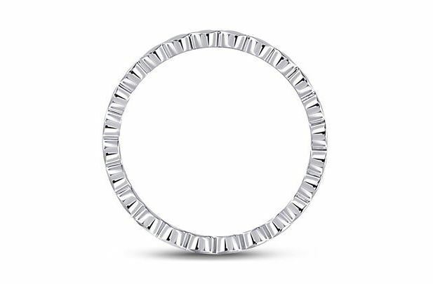 14kt White Gold Diamond Rounded Edge Womens Band Ring 1/10 Cttw