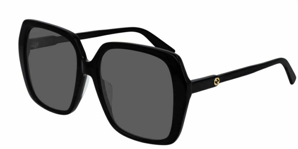 GUCCI GG0533SA 001 Square Black Shiny Black Grey Women's Sunglasses