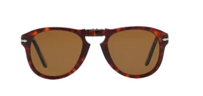 Persol 0PO0714 Folding 24/57 Havana/ Silver /Brown Polarized Men's Sunglasses