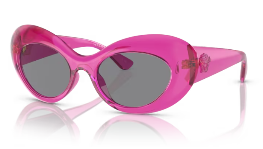 Versace 0VE4456 533487  Pink transparent/Dark grey Oval Women's Sunglasses