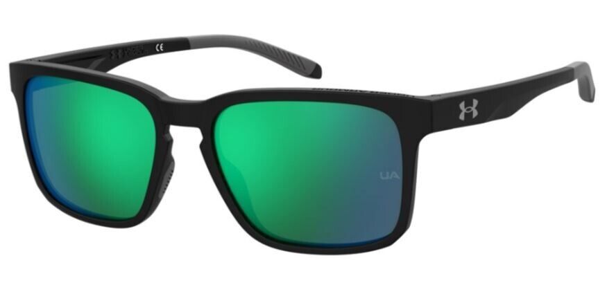 Under Armour UA Assist 2 0807/Z9 Black/Green Mirrored Rectangle Men's Sunglasses