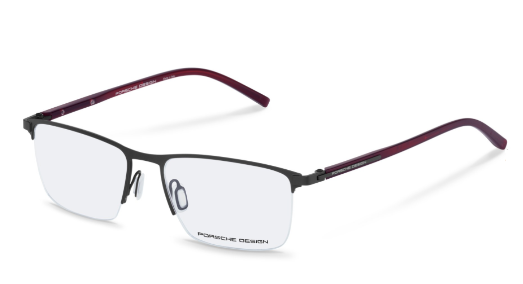 Porsche Design P 8371 A Black/Red Rectangle Men's Eyeglasses