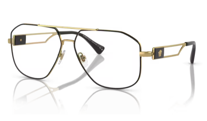 Versace 0VE1287 1443 - Black/gold Rectangular  Men's 57 mm Eyeglasses