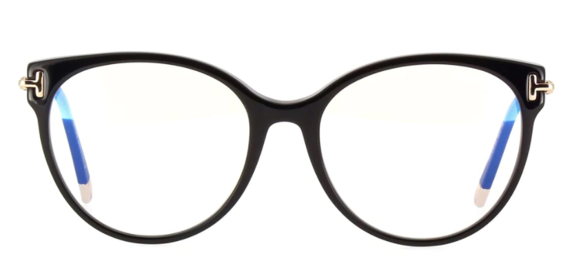 Tom Ford FT 5770-B 001 Shiny Black/Rose Gold Blue Light Blocking Eyeglasses