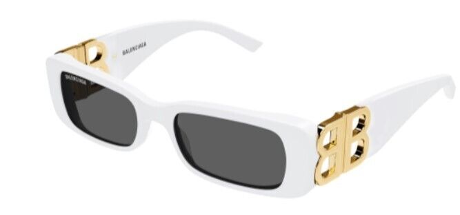 Balenciaga BB 0096S-011 White/Gray Rectangle Women's Sunglasses