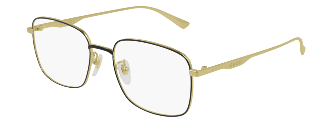 Gucci GG 0869OA 003 Black/Gold Square Men's Eyeglasses