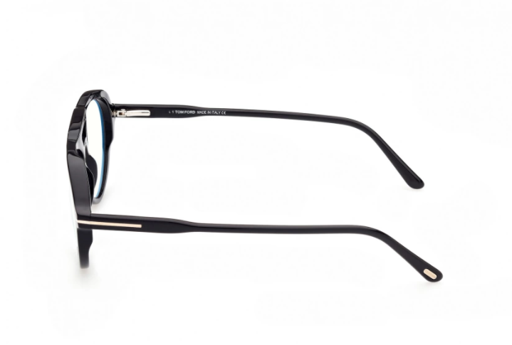 Tom Ford FT 5760-B 001 Shiny Black Blue Light Blocking Eyeglasses With Clip-On