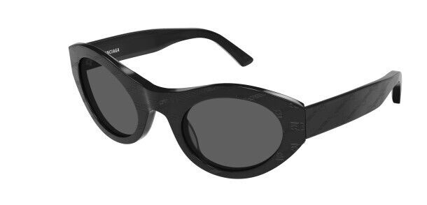Balenciaga BB0250S 001 Black/Grey Oval Unisex Sunglasses