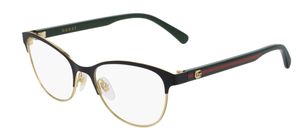 Gucci GG 0718O 001 Black Gold/Green Cat Eye Women's Eyeglasses