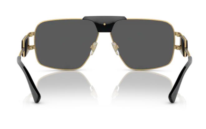 Versace VE2251 100287 Dark Grey / Gold Rectangular Men's Sunglasses