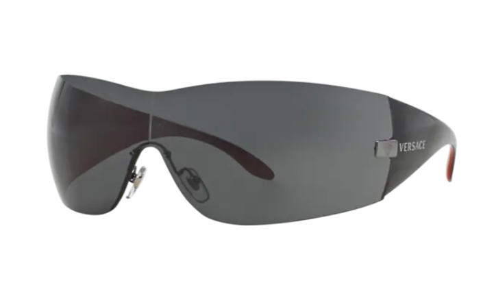 Versace 0VE2054 100187 Gunmetal-Black/Dark Grey Square Women's Sunglasses