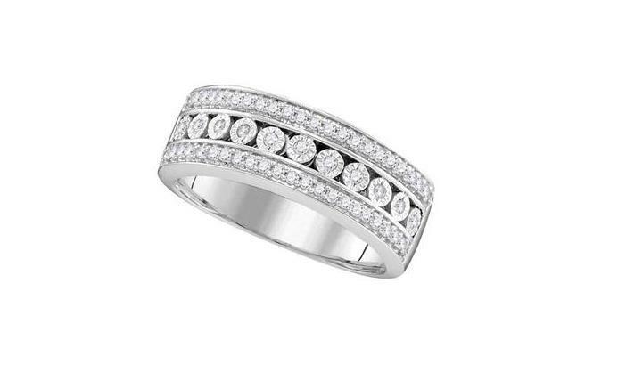 10kt White Gold Diamond Womens Triple Row Channel Band Ring 1/3 Cttw