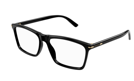 Gucci GG1445O 001 Black Clear Rectangular Men's Eyeglasses