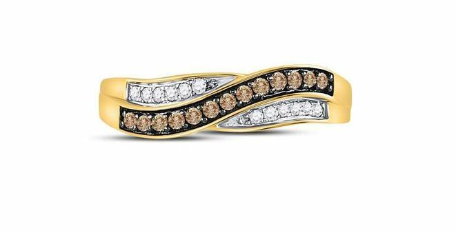 10kt Yellow Gold Brown Diamond Womens Band Ring 1/4 Cttw