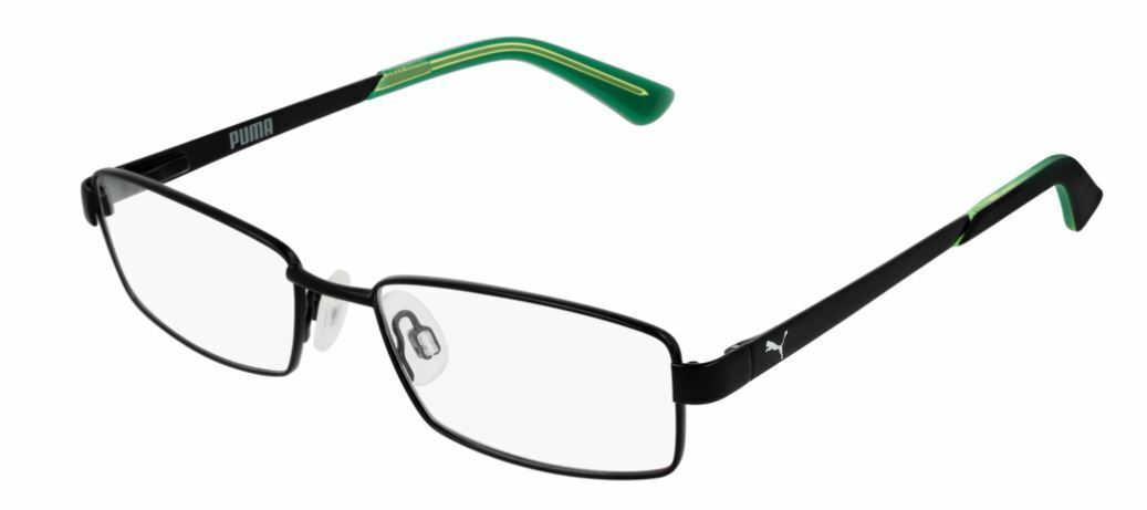 Puma PJ 0012O 006 Black Green Rectangle Kids Eyeglasses
