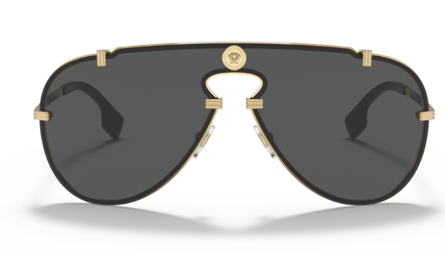 Versace 0VE2243 100287 Gold/Dark grey Oval Men's Sunglasses.