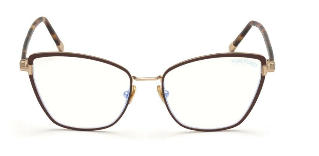 Tom Ford FT5740B 048 Brown Enamel-Rose Gold/Blonde Havana Blue Block Eyeglasses