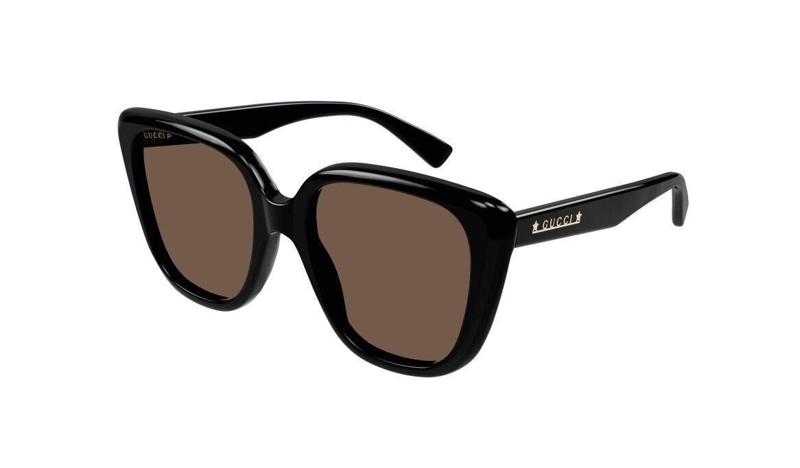 Gucci GG1169S 001 Black/Brown Polarized Oversized Cat-Eye Women's Sunglasses