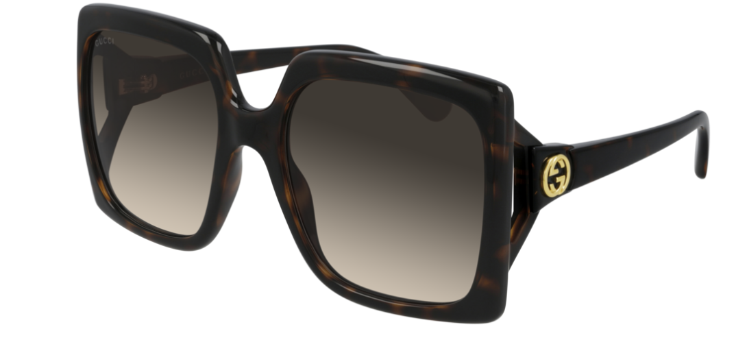Gucci GG 0876S 002 Havana/Brown Gradient Square Women's Sunglasses