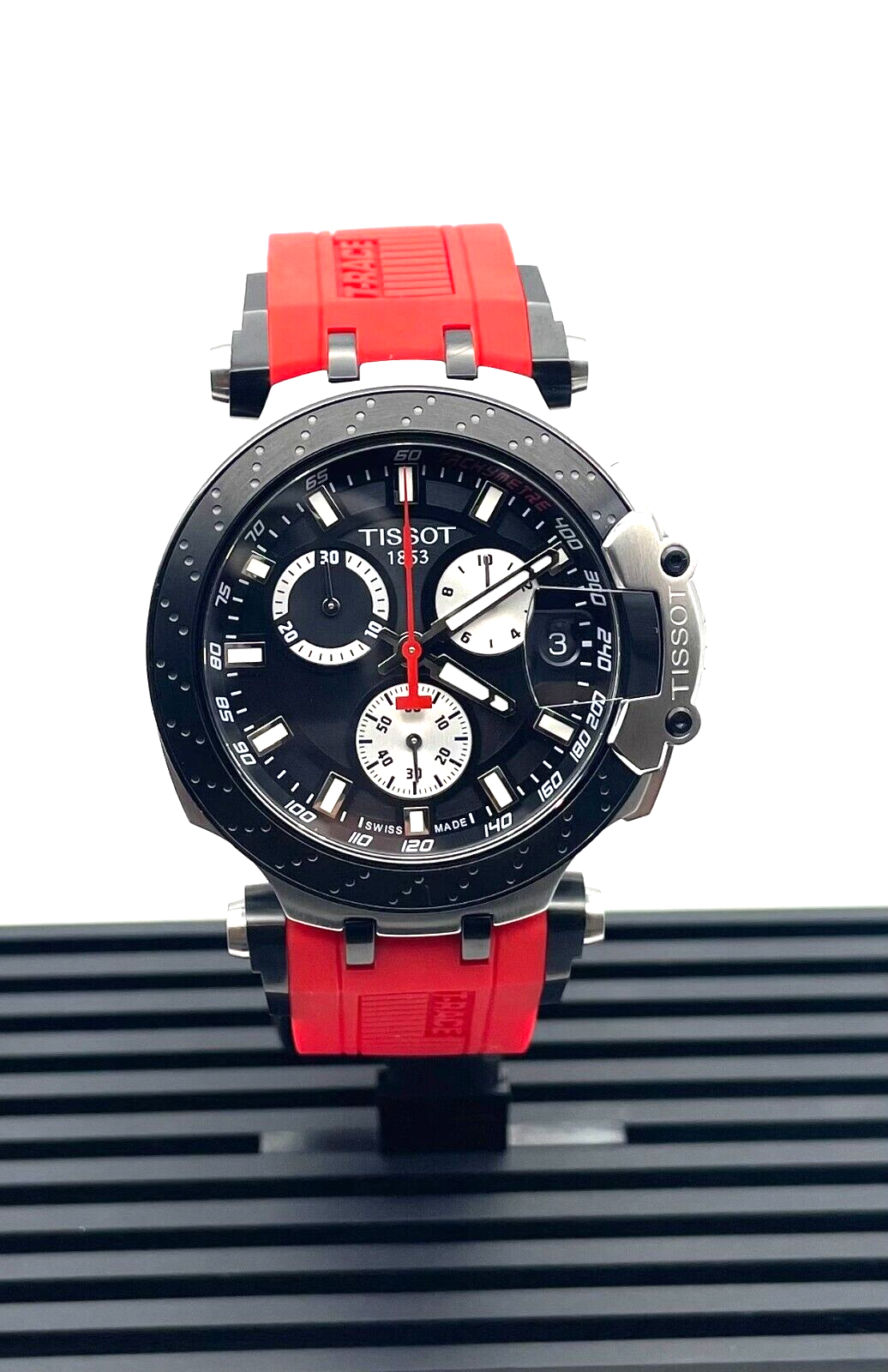 Tissot T-Race Chronograph BlackDial Red Strap Men Watch T1154172705100