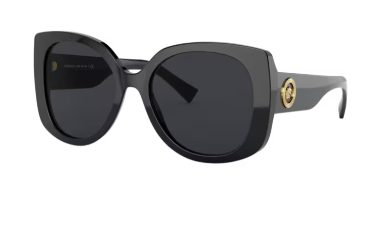 Versace 0VE4387F GB1/87 Black/Dark Grey Rectangular Women's Sunglasses