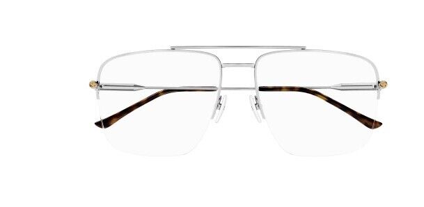 Gucci GG1415O 002 Silver Soft Square Women Eyeglasses