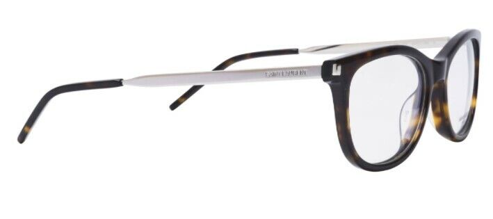Saint Laurent SL513 002 Havana/Silver Full-Rim Square Unisex Eyeglasses